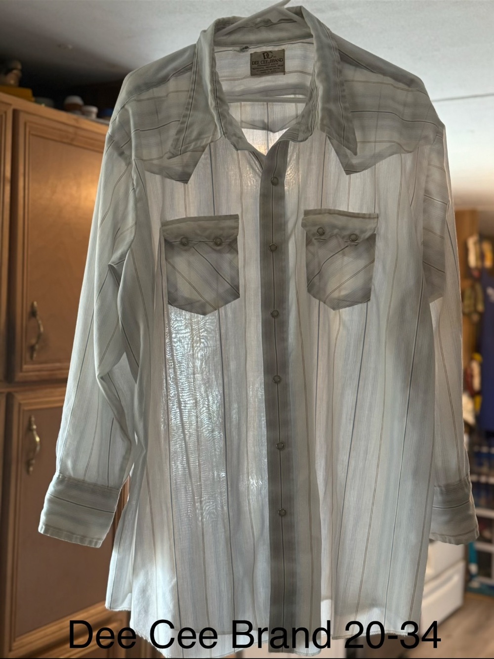 Dee Cee Light Gray Striped Casual Button-Down Shirt